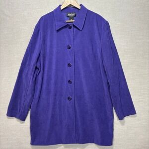 Briggs‎ Purple Faux Suede Tunic Jacket XL Button Front Layering Top